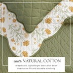 Floral Print & Scallopeded Edge Cotton Quilt Set - Illiana Collection - Che Cose Belle