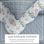 Floral Print & Scallopeded Edge Cotton Quilt Set - Katrin Collection - Che Cose Belle