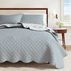 Floral Print & Scallopeded Edge Cotton Quilt Set - Katrin Collection - Che Cose Belle