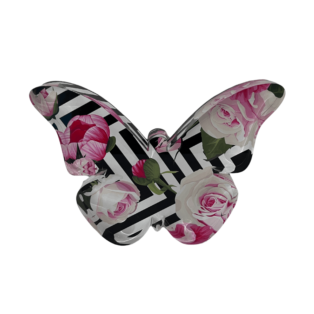 Floral Stripes Acrylic Butterfly Block - Che Cose Belle