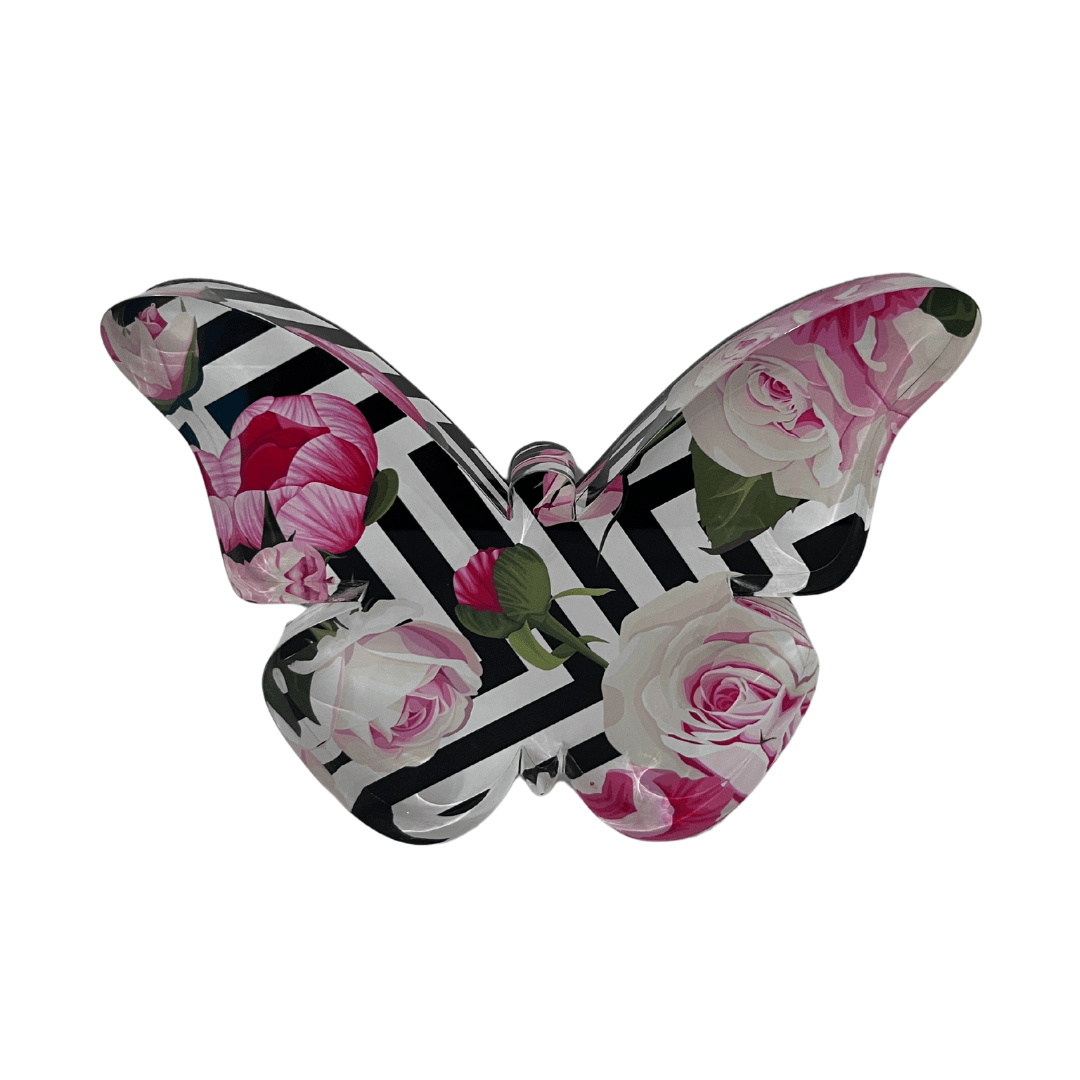 Floral Stripes Acrylic Butterfly Block - Che Cose Belle