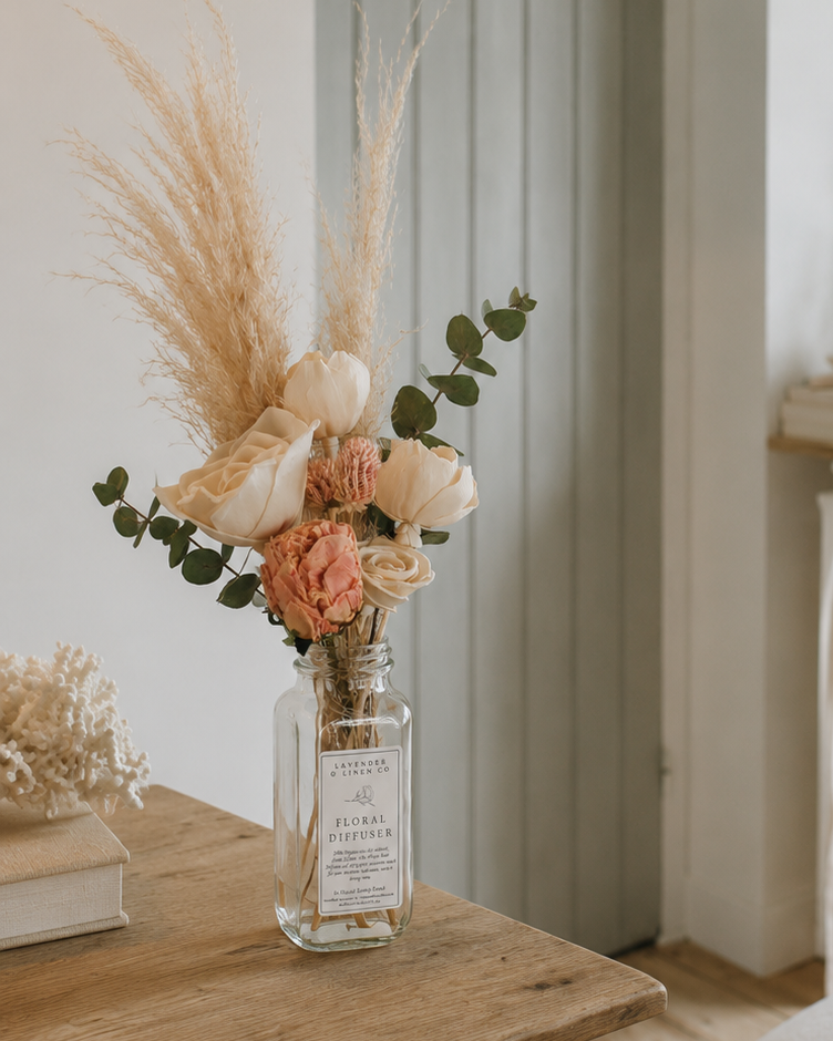 Botanical Diffuser Bouquet | Preserved Floral Home Fragrance with Blush Peonies 8oz