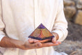 Flower of Life Copper Orgone Pyramid with Amethyst (Authentic - REAL) - Che Cose Belle