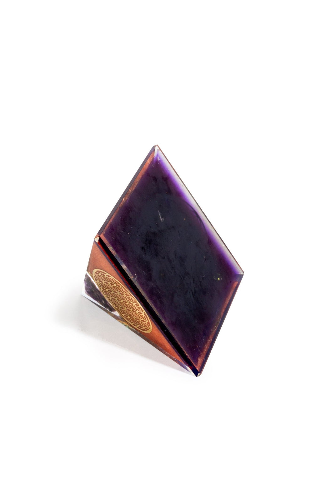 Flower of Life Copper Orgone Pyramid with Amethyst (Authentic - REAL) - Che Cose Belle