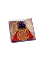 Flower of Life Copper Orgone Pyramid with Amethyst (Authentic - REAL) - Che Cose Belle
