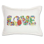 Flower Power Love Letters Hand-Embroidered Pillow - Available in Bright or Pastel by CatStudio - Che Cose Belle