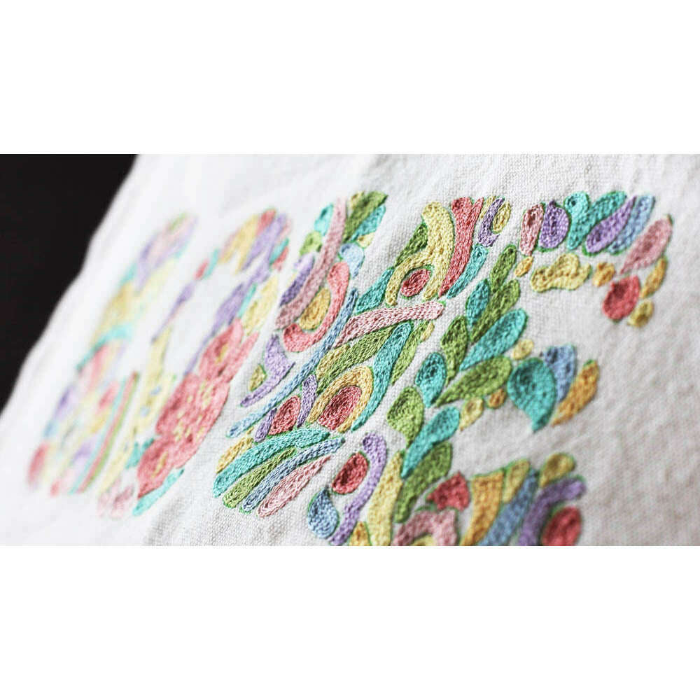 Flower Power Love Letters Hand-Embroidered Pillow - Available in Bright or Pastel by CatStudio - Che Cose Belle
