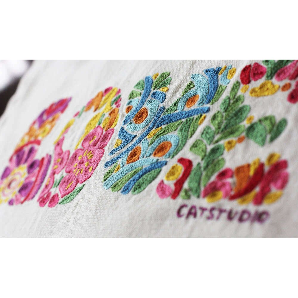 Flower Power Love Letters Hand-Embroidered Pillow - Available in Bright or Pastel by CatStudio - Che Cose Belle