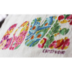 Flower Power Love Letters Hand-Embroidered Pillow - Available in Bright or Pastel by CatStudio - Che Cose Belle