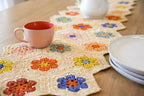 Flower Table Runner, Multicolor Raffia Tabletop - Che Cose Belle