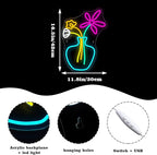Flower Vase Neon Sign,Dimmable Neon Lights,Neon Flowers Sign for Wall Decor,Anime Flower Shape USB Connectivity Light Up Neon for Kids Room Girls Room Bar Birthday Party - Che Cose Belle