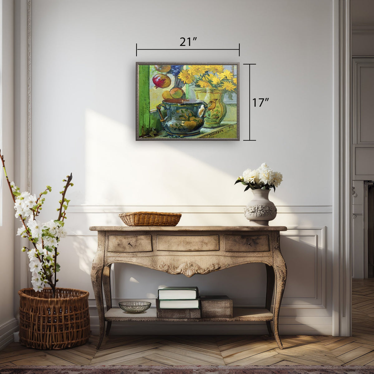 Flowers and Painted Vases in Gold Beaded Frame - Che Cose Belle