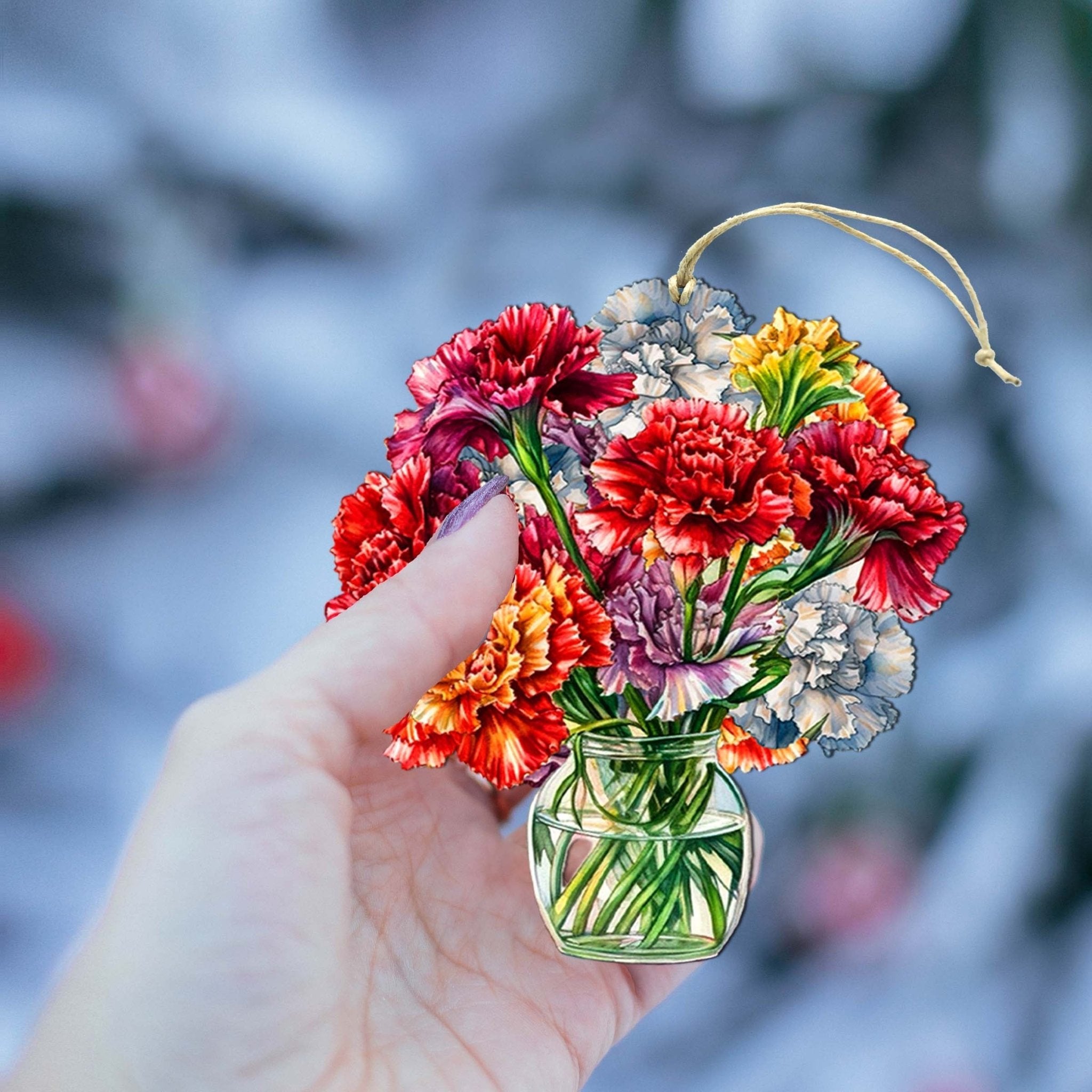 Flowers in the Vase Wooden Ornaments by G. Debrekht - Love Family Decor - 8688317 - Che Cose Belle