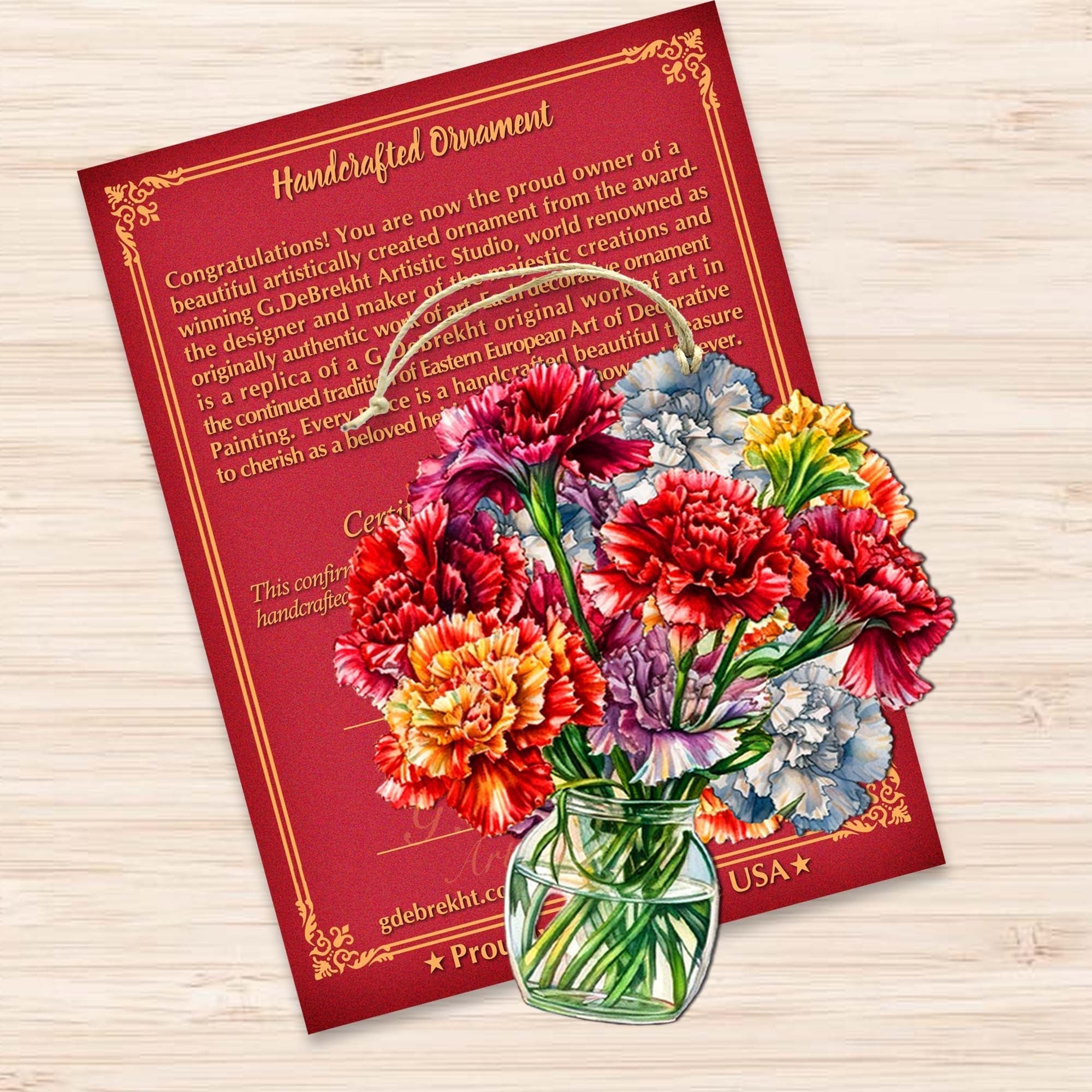 Flowers in the Vase Wooden Ornaments by G. Debrekht - Love Family Decor - 8688317 - Che Cose Belle