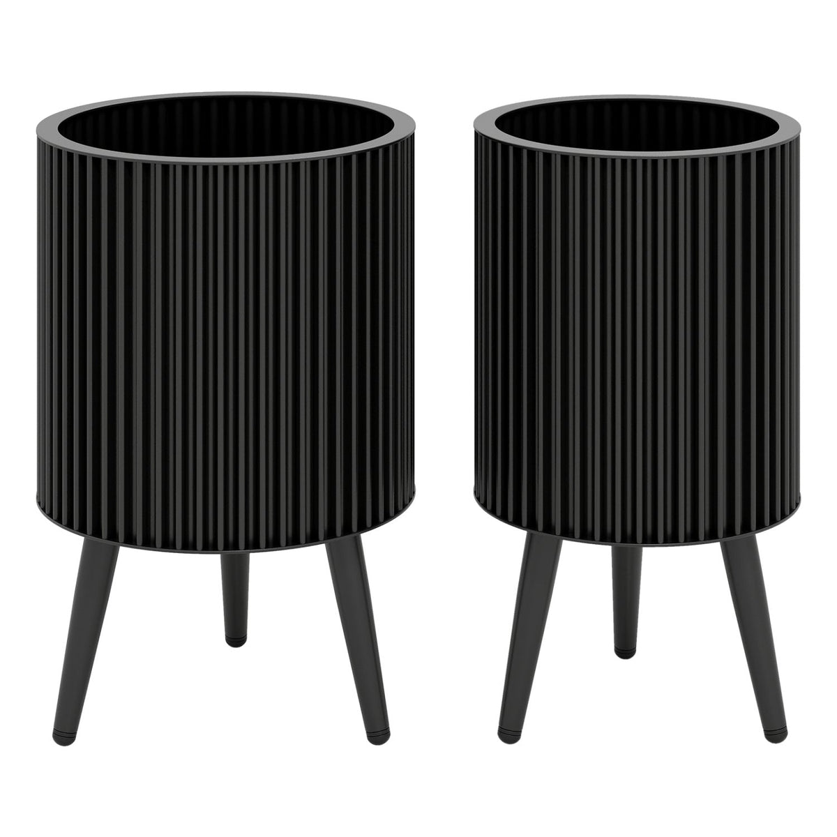 Fluted Metal Planter Pots with Stand Set of 2 - Che Cose Belle