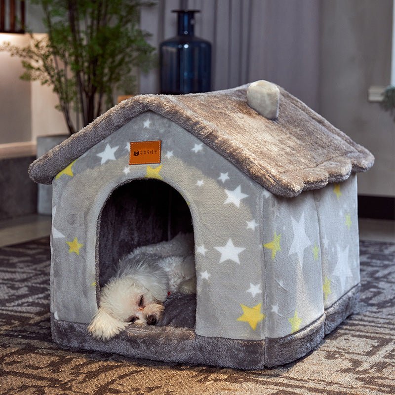 Foldable Enclosed Pet Cave House — 13 Designs, S/M/L, Self-Warming - Che Cose Belle