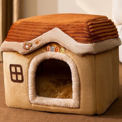 Foldable Enclosed Pet Cave House — 13 Designs, S/M/L, Self-Warming - Che Cose Belle