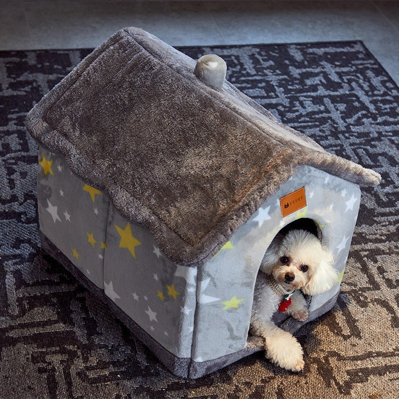 Foldable Enclosed Pet Cave House — 13 Designs, S/M/L, Self-Warming - Che Cose Belle