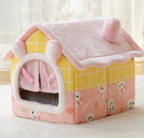 Foldable Enclosed Pet Cave House — 13 Designs, S/M/L, Self-Warming - Che Cose Belle