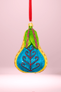 Folk Pear Glass Christmas Ornament - Che Cose Belle