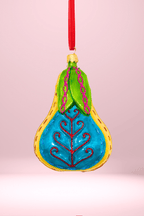 Folk Pear Glass Christmas Ornament - Che Cose Belle