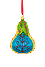 Folk Pear Glass Christmas Ornament - Che Cose Belle