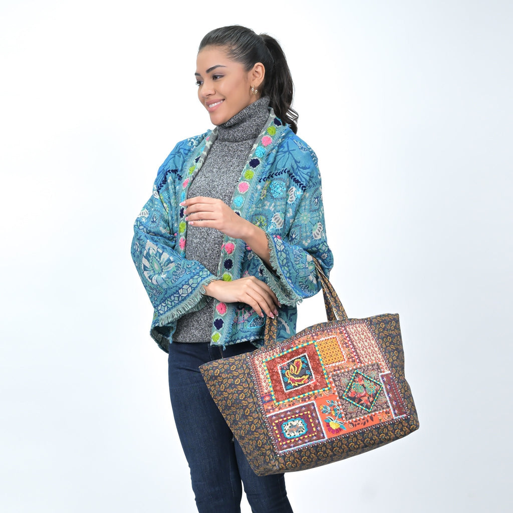 Folklore Garden Patchwork Tote Bag - Black - Che Cose Belle