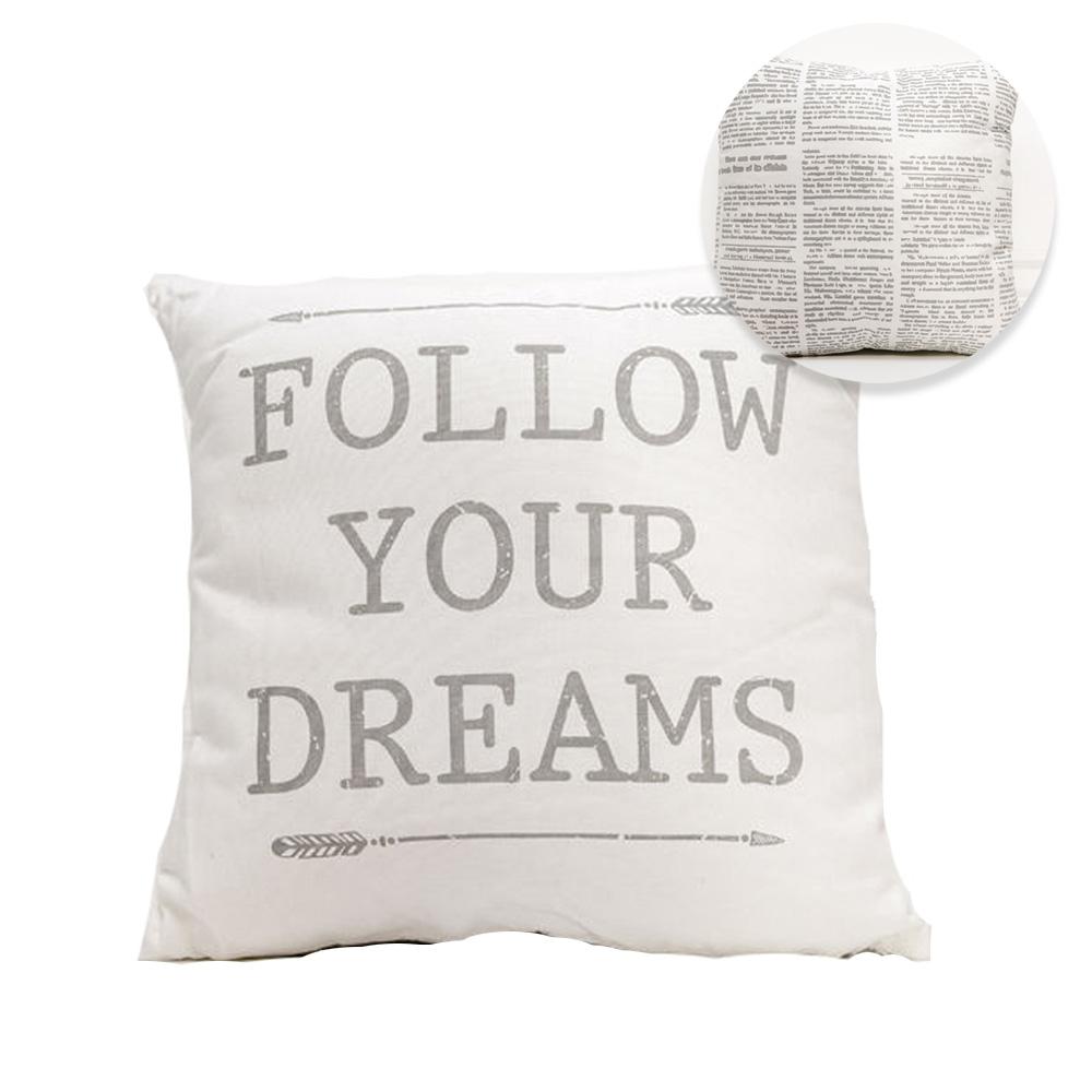 Follow Your Dreams 16in Canvas Pillow Rustic Farmhouse Arrow Throw
