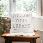 Follow Your Dreams 16in Canvas Pillow Rustic Farmhouse Arrow Throw