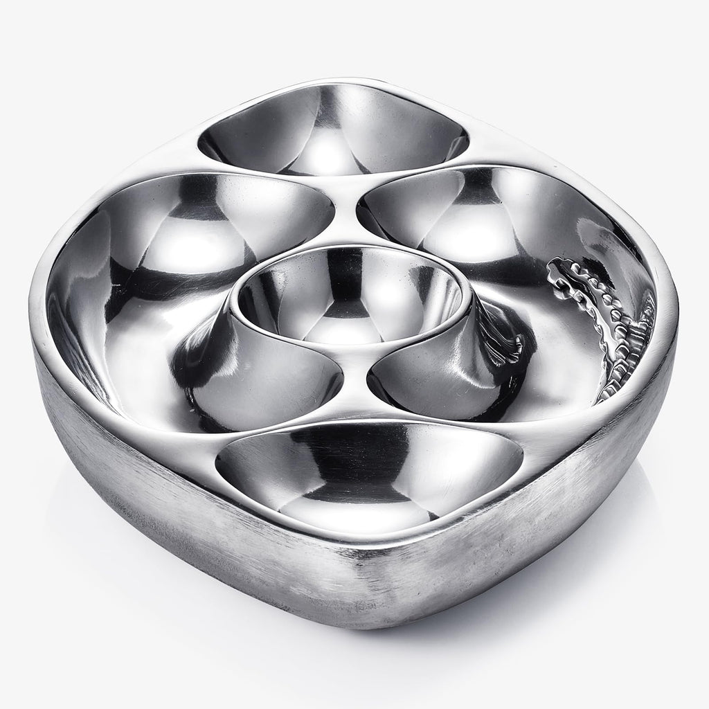 Football Tailgate Superbowl Serving Bowl Silver Brass Snack - Che Cose Belle
