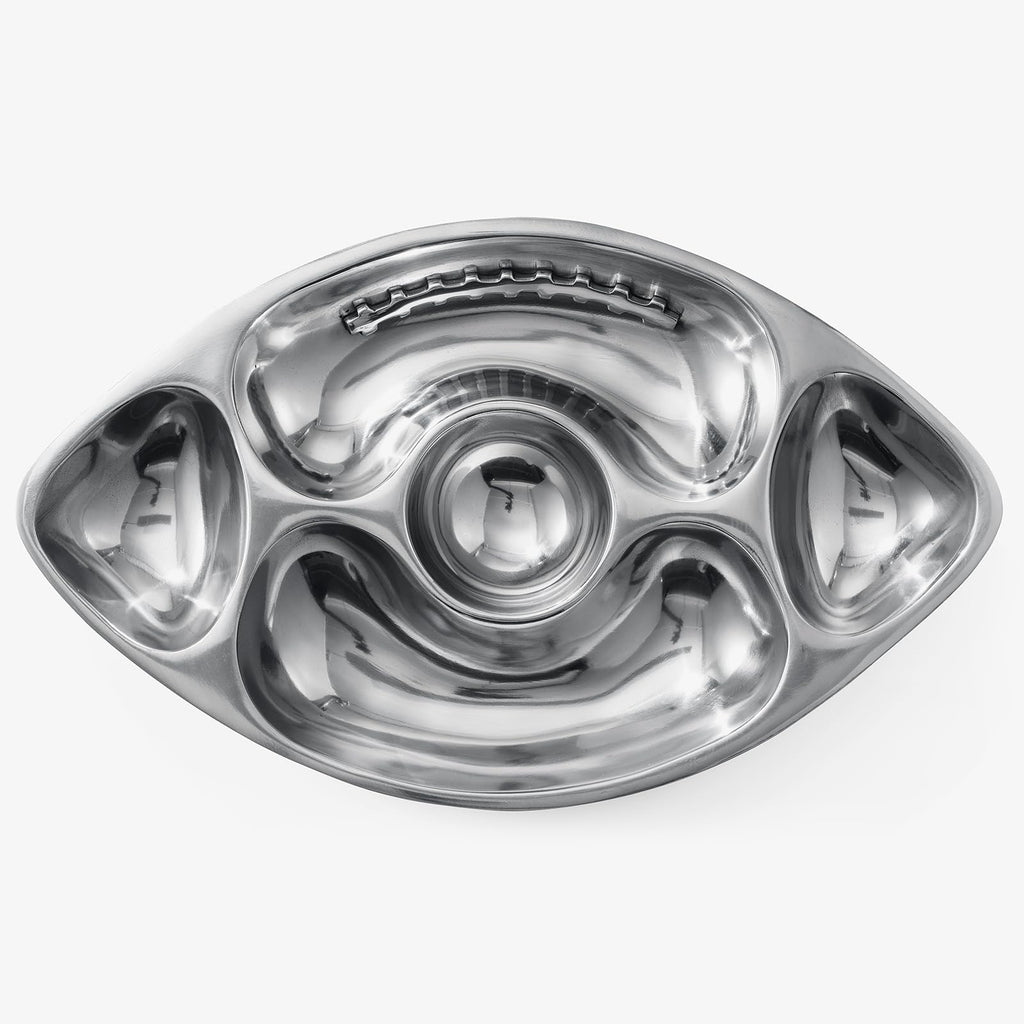 Football Tailgate Superbowl Serving Bowl Silver Brass Snack - Che Cose Belle