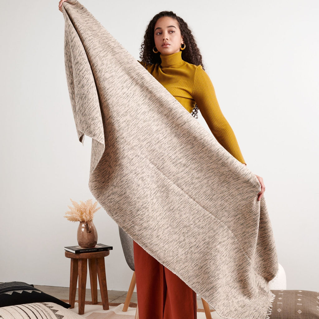 Forest Night Handwoven Neutral Cashmere Merino Scarf - Che Cose Belle