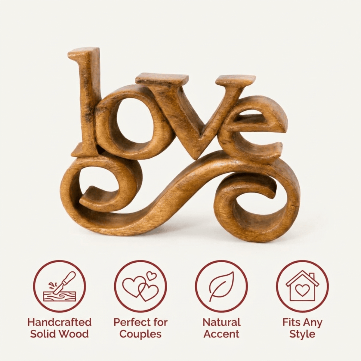 Forever Bloom – Hand-Carved Wooden Sculpture, Handmade Decorative Home Art - Che Cose Belle