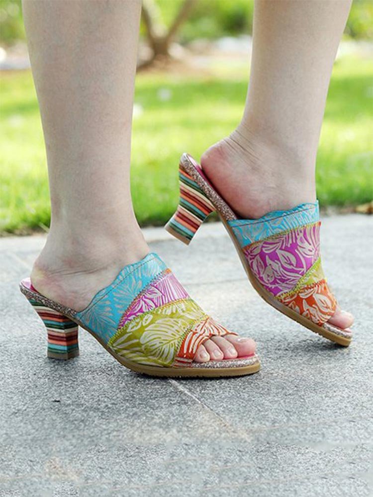 Four Color Splicing Slippers - Che Cose Belle