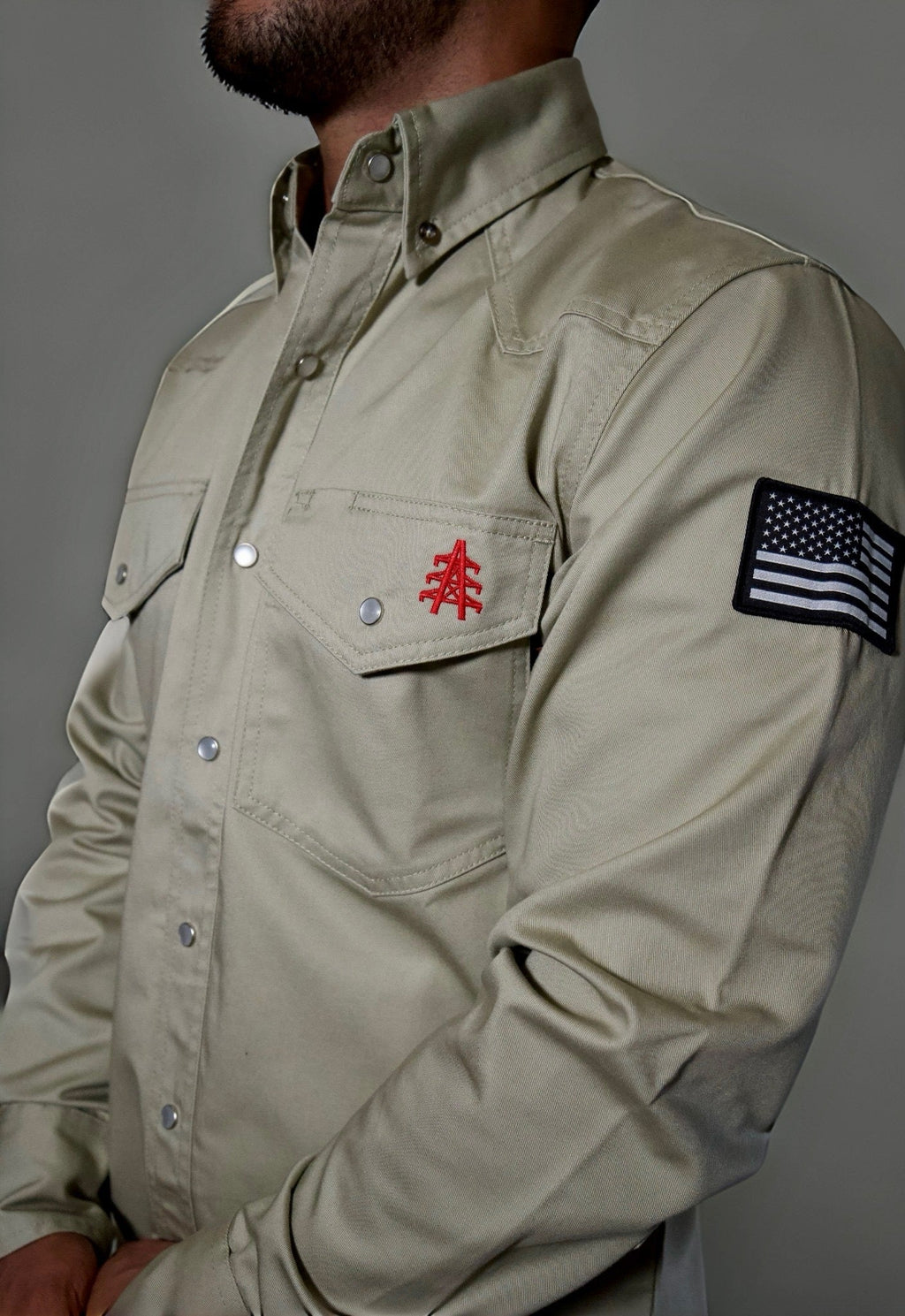 FR Western Style Pearl Snap - Khaki - Che Cose Belle