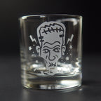 Frankenstein Lowball Glass - etched horror monster barware - Che Cose Belle