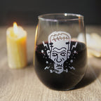 Frankenstein Stemless Wine Glass - etched horror monster glassware - Che Cose Belle