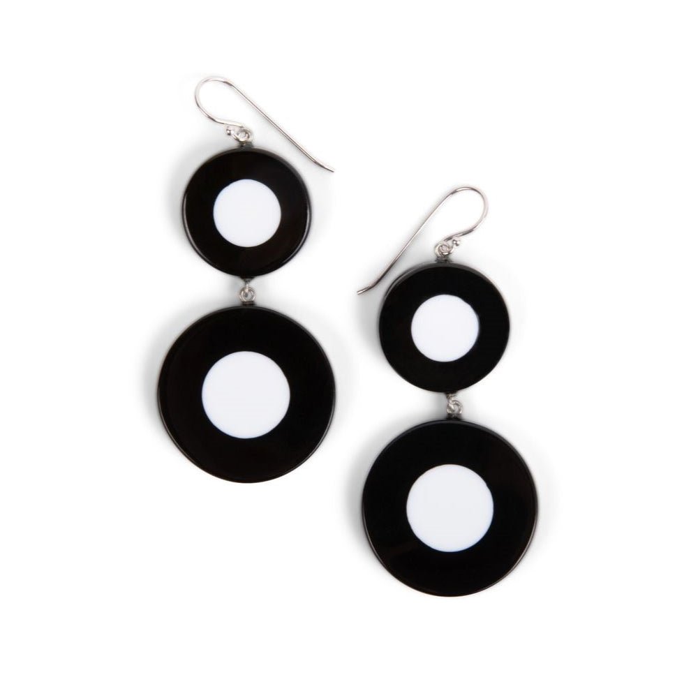 French Dot Pattern Drop Earrings (Black & White) - Che Cose Belle
