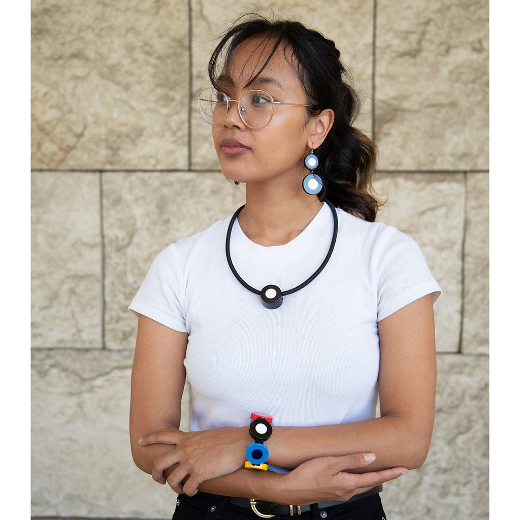 French Dot Pattern Drop Earrings (Black & White) - Che Cose Belle