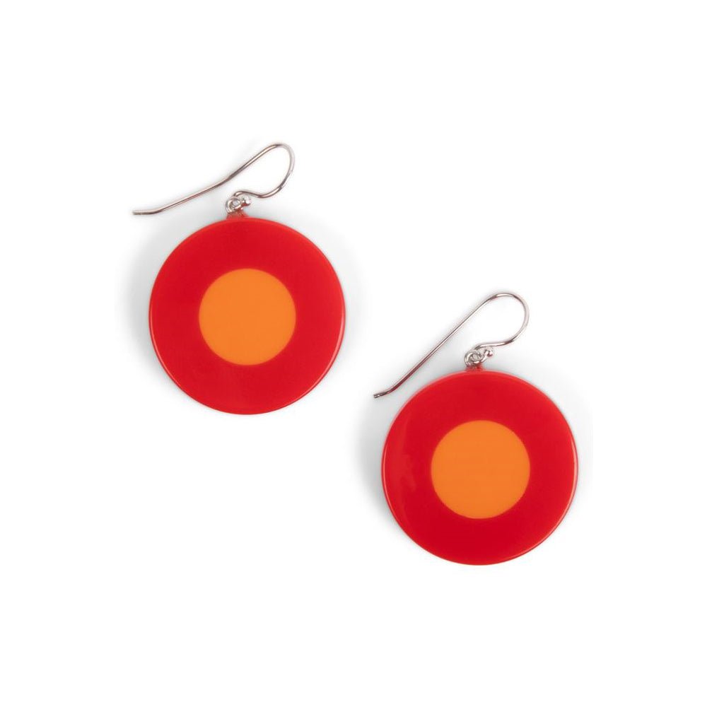 French Dot Pattern Earrings (Red & Orange) - Che Cose Belle