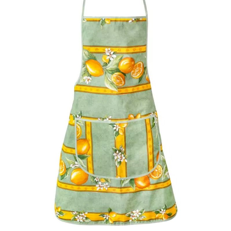 French kitchen apron - 100% cotton - Lemons green | Tissus Toselli - Che Cose Belle