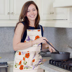 French kitchen apron - 100% Cotton - Poppies ivory | Tissus Toselli - Che Cose Belle