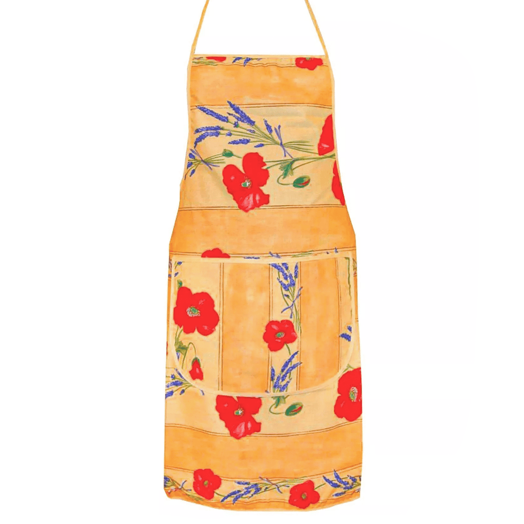 French kitchen apron - 100% Cotton - Poppies yellow | Tissus Toselli - Che Cose Belle