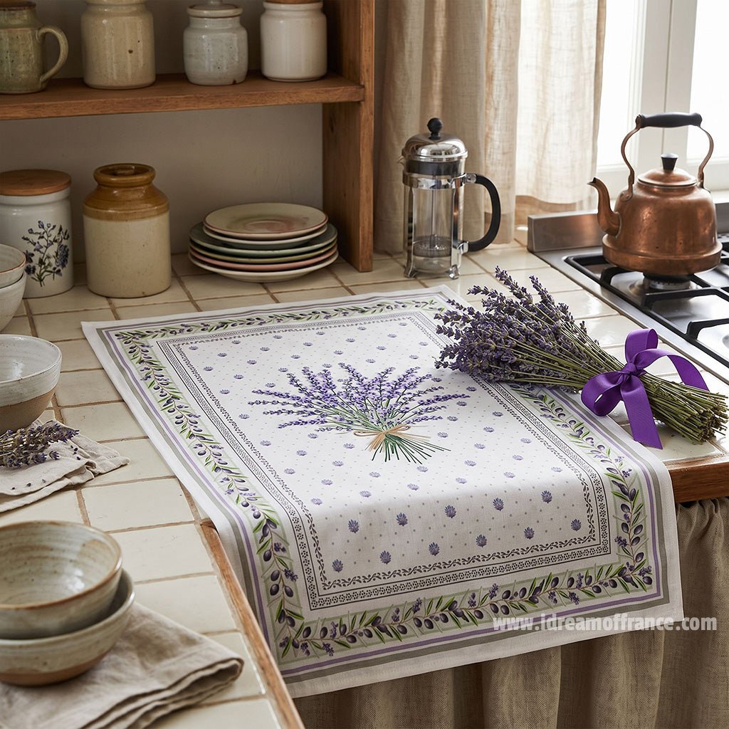 French kitchen towel - Printed cotton - Lauris natural | Tissus Toselli - Che Cose Belle