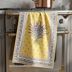 French kitchen towel - Printed cotton - Lauris yellow | Tissus Toselli - Che Cose Belle