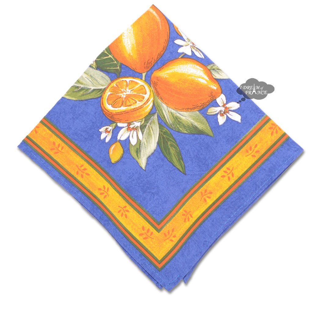French Provencal napkin - Cotton - Lemons blue | Tissus Toselli - Che Cose Belle
