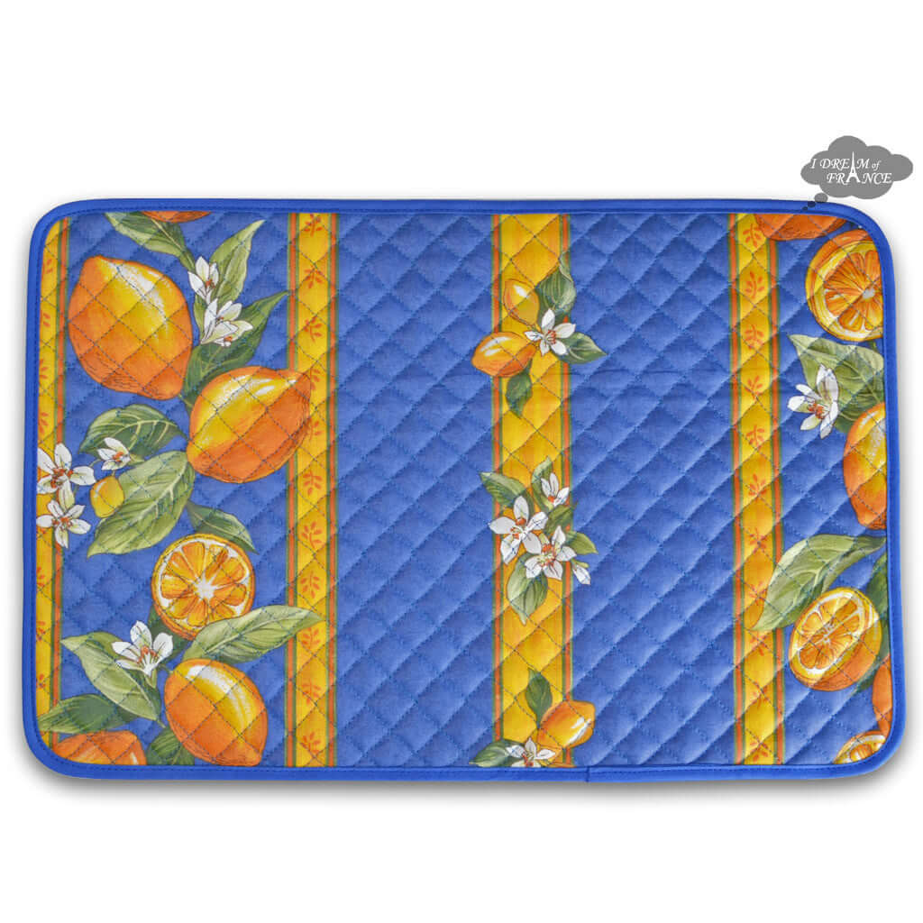 French Provencal placemat - Cotton - Lemons blue - Tissus Toselli - Che Cose Belle