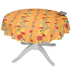 French Provencal tablecloth - Acrylic coated cotton, Spill-proof - 58" round - Poppies yellow | Tissus Toselli - Che Cose Belle