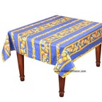 French Provencal tablecloth - Acrylic coated cotton, Spill - proof - 58" square - Lemons blue | Tissus Toselli - Che Cose Belle