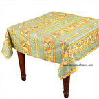French Provencal tablecloth - Acrylic coated cotton, Spill-proof - 58" square - Lemons green | Tissus Toselli - Che Cose Belle